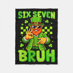 Six seven bruh st patricks day 6 7 meme 67 kids fleece blanket