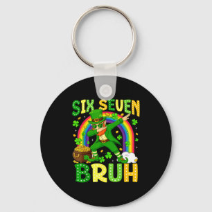 Six Seven Bruh St Patricks Day Leprechaun Dabbing Key Ring