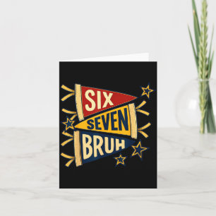 Six Seven Bruh Vintage Pennant Graphic Tee  Card