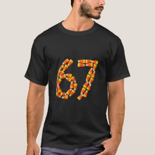 Six Seven Candy Corn Sweet Halloween Number 67 Des T-Shirt