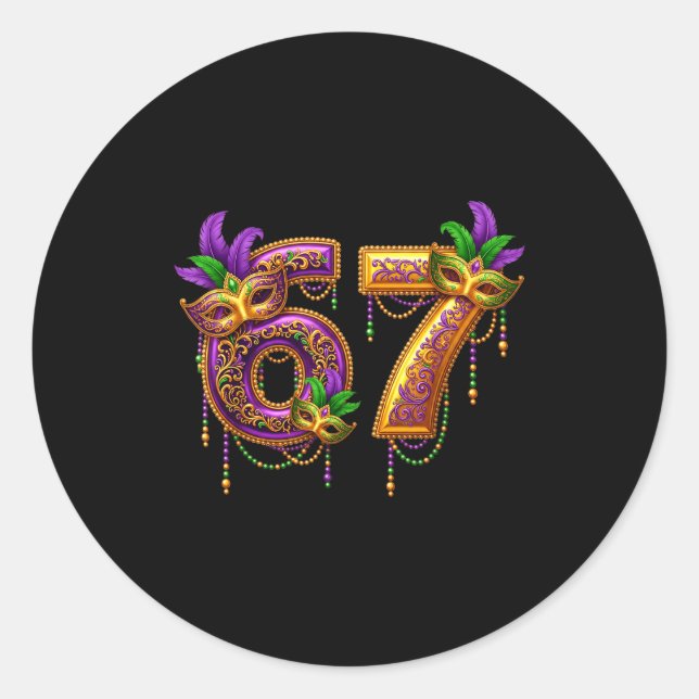 Six Seven Carnaval Festival 67 Meme Funny Mardi Gr Classic Round Sticker (Front)