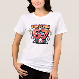 Six Seven Cartoon Number Design (67) Tri-Blend Shirt