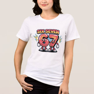 Six Seven Cartoon Number Design (67) Tri-Blend Shirt