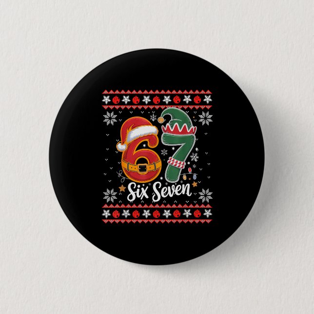 Six Seven Christmas 6 7 Ugly Christmas Sweater Boy 6 Cm Round Badge (Front)