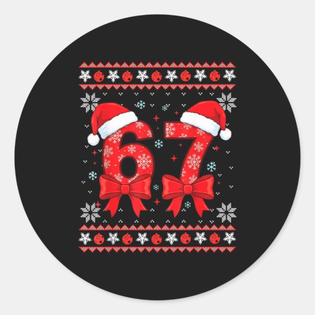 Six Seven Christmas 6 7 Ugly Christmas Sweater Boy Classic Round Sticker (Front)