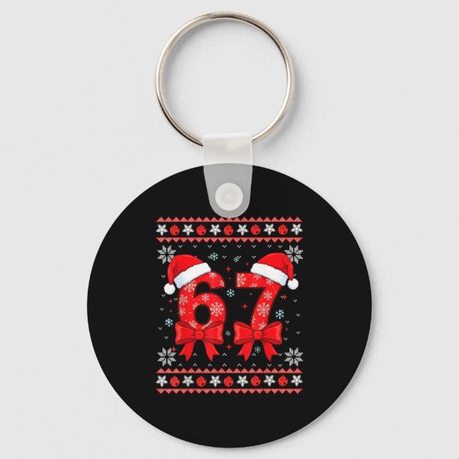 Six Seven Christmas 6 7 Ugly Christmas Sweater Boy Key Ring (Front)