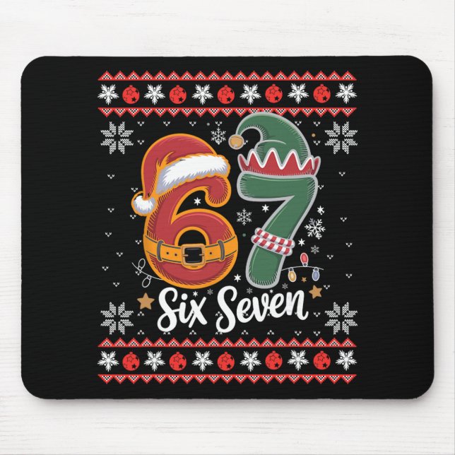 Six Seven Christmas 6 7 Ugly Christmas Sweater Boy Mouse Pad (Front)