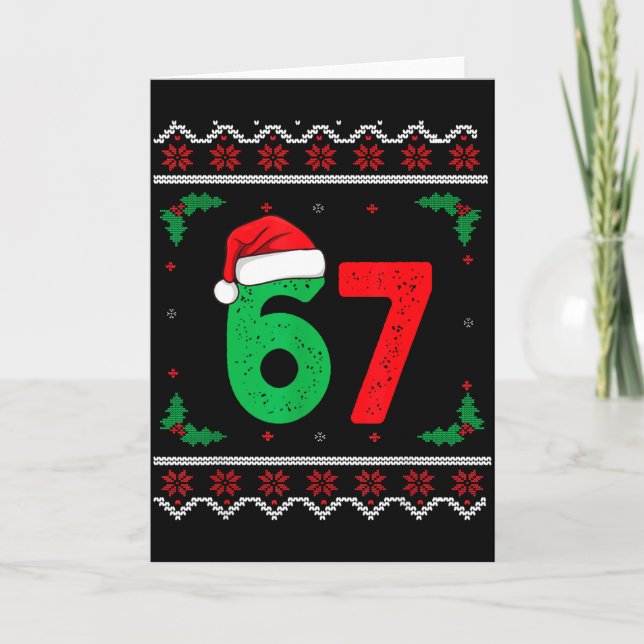 Six Seven Christmas 6 7 Ugly Christmas Sweater  Card (Front)
