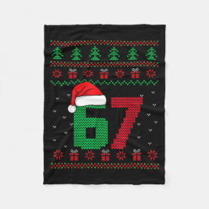 Six Seven Christmas 6 7 Ugly Christmas Sweater  Fleece Blanket