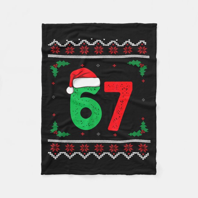 Six Seven Christmas 6 7 Ugly Christmas Sweater  Fleece Blanket (Front)