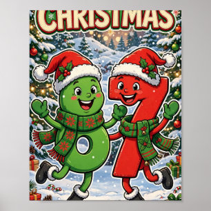 Six Seven Christmas — Funny Santa Numbers 6 7 Poster