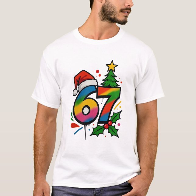 Six Seven Christmas Shirt, Viral 6 7 Meme Tee (Front)