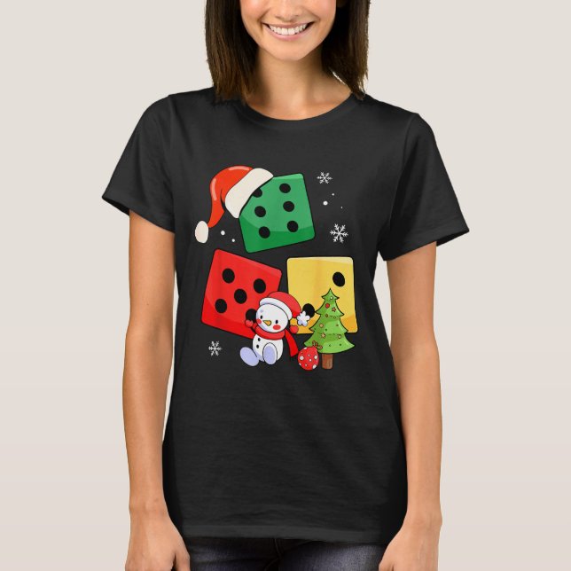 Six Seven Christmas Three Dice Santa Hat 67 Meme  T-Shirt (Front)