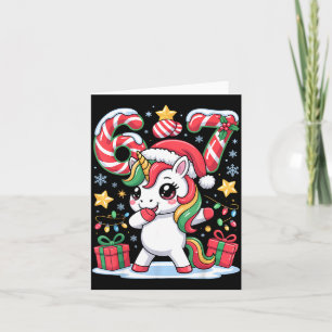 Six Seven Christmas Unicorn Meme Funny Cute Holida Card