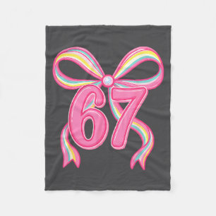 Six Seven Coquette Girl Bow Cute Meme 67 Nk Funny  Fleece Blanket