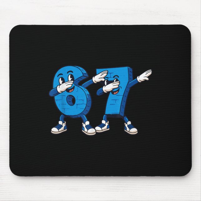Six Seven Dabbing Cool Meme 67 Funny Dab Number  Mouse Pad (Front)