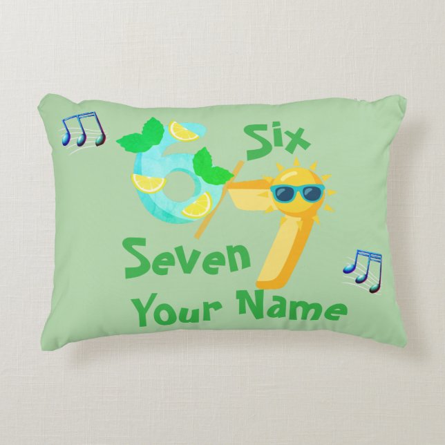 Six Seven Fun Music Time Signature With Notes Decorative Cushion (Front)