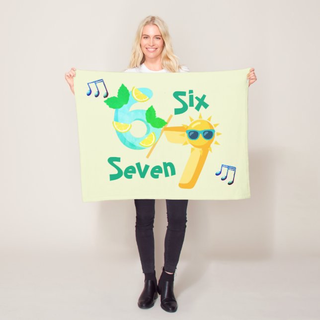 Six Seven Fun Music Time Signature With Notes Fleece Blanket (In Situ)