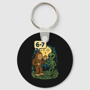 Six Seven Funny Bigfoot And Alien 67 Viral Meme Sa Key Ring