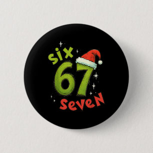 Six Seven Funny Christmas Meme Green Red Holiday  6 Cm Round Badge