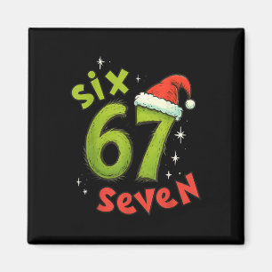 Six Seven Funny Christmas Meme Green Red Holiday  Magnet