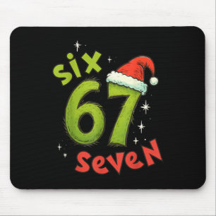 Six Seven Funny Christmas Meme Green Red Holiday  Mouse Pad