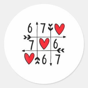 Six Seven Gamer 67 Valentines Day 6 7 Funny  Classic Round Sticker