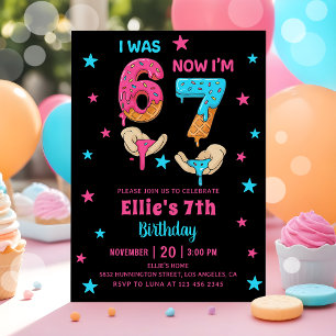 Six Seven Girl Birthday Invitation