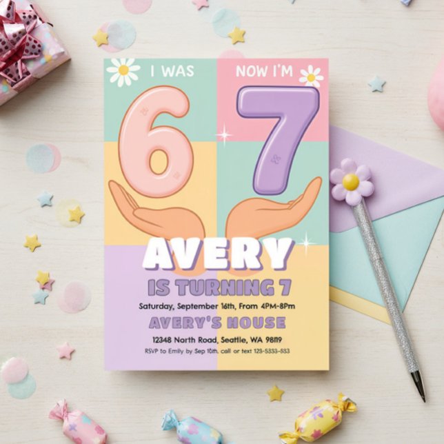 Six Seven Girl Birthday Invitation (Creator Uploaded)