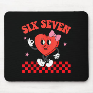 Six Seven Heart 6 7 Meme Boy Girl Funny Valentine  Mouse Pad