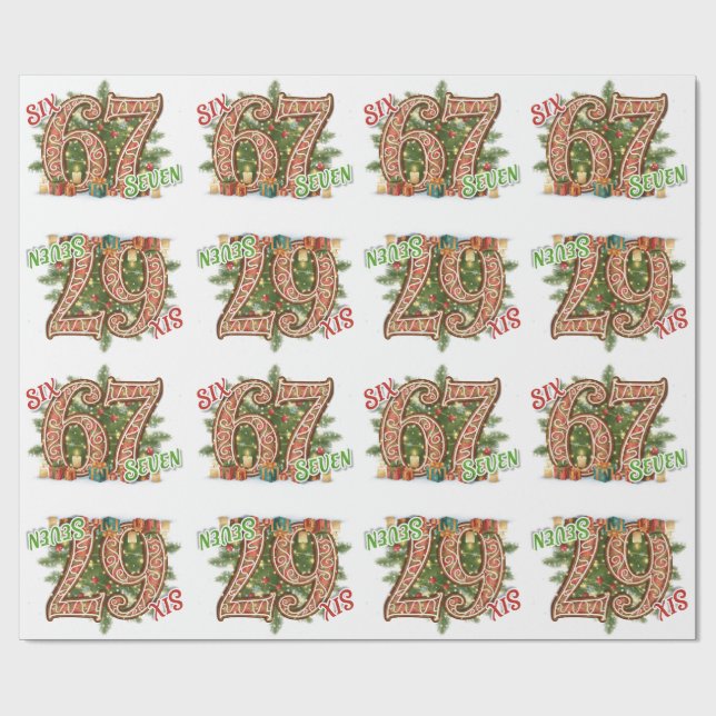 Six Seven Holiday, Green & Red  Wrapping Paper (Flat)