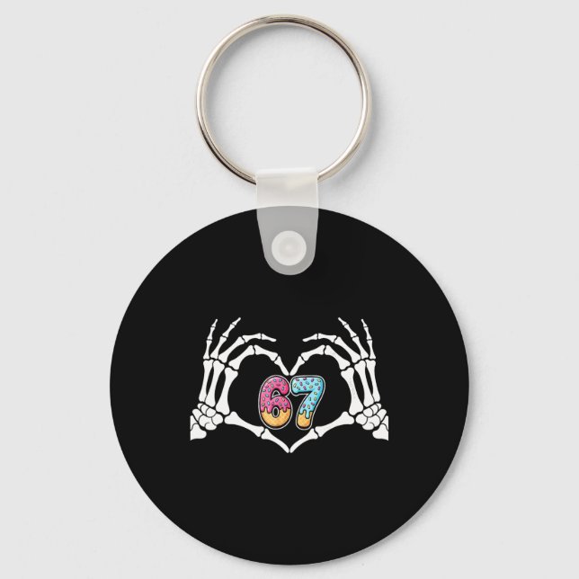 Six Seven Ice Cream Drip 67 Meme Skeleton Hands Si Key Ring (Front)