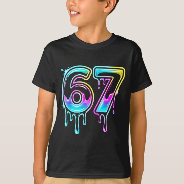 Six Seven Ice Cream Drip Cool Meme 67 Funny 6 7 Bo T-Shirt (Front)