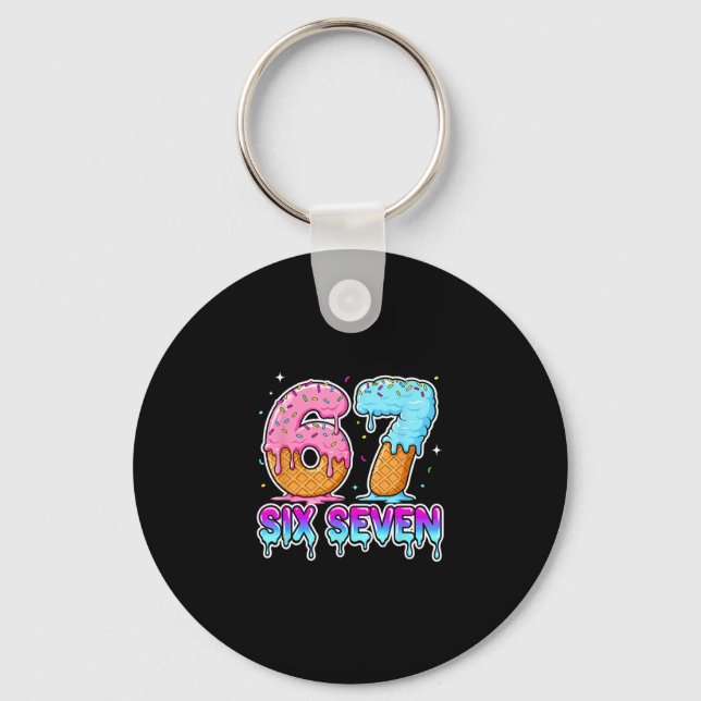 Six Seven Ice Cream Drip Cool Meme 67 Funny Gen Al Key Ring (Front)