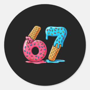 Six Seven Ice Cream Drip Cool Meme 67 Funny Number Classic Round Sticker