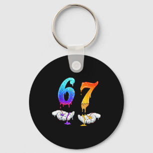 Six Seven Ice Cream Drip Cool Meme 67 Funny Number Key Ring