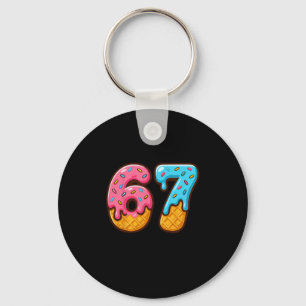 Six Seven Ice Cream Drip Cool Meme 67 Funny Number Key Ring