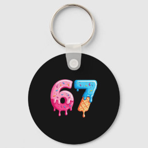 Six Seven Ice Cream Drip Cool Meme 67 Funny Number Key Ring
