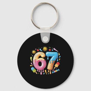 Six Seven Ice Cream Drip Cool Meme 67 Funny Number Key Ring