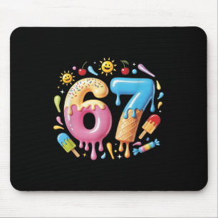 Six Seven Ice Cream Drip Cool Meme 67 Funny Number Mouse Pad
