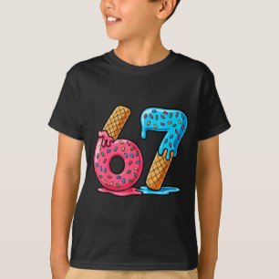 Six Seven Ice Cream Drip Cool Meme 67 Funny Number T-Shirt