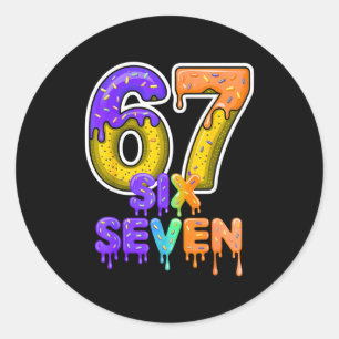 Six Seven Ice Cream Drip Gen Alpha Slang 6 7 Meme  Classic Round Sticker