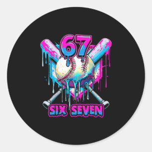 Six Seven Ice Cream Drip Gen Alpha Slang 6 7 Trend Classic Round Sticker
