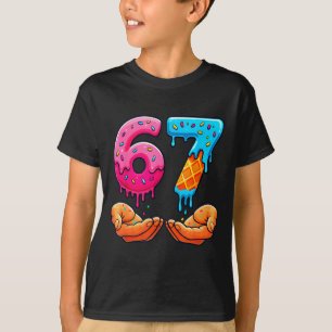 Six Seven Ice Cream Drip Kids Youth Funny 67 Hands T-Shirt