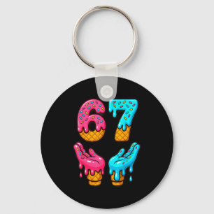 Six Seven Ice Cream Drip Meme 67 Funny Gen Alpha S Key Ring