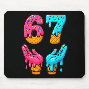 Six Seven Ice Cream Drip Meme 67 Funny Gen Alpha S Mouse Pad