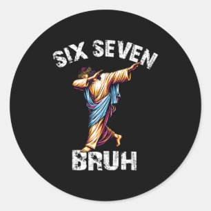 Six Seven Jesus Dabbing Christmas 6 7 Meme 67 Kids Classic Round Sticker