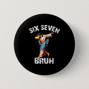 Six Seven Jesus Dabbing Christmas 6 7 Meme 67 Kids Cm Round Badge