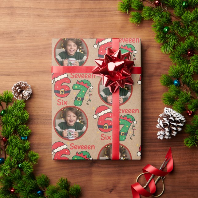 “Six Seven” Kids - Wrapping Paper — Custom Photo (Holiday Gift)