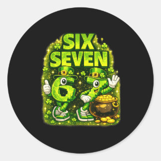 Six seven lucky shamrock 67 st patricks day boy classic round sticker